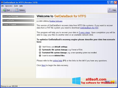 Captura de pantalla GetDataBack para Windows 8