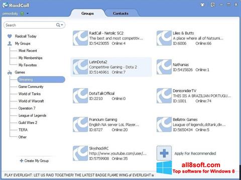 Captura de pantalla RaidCall para Windows 8