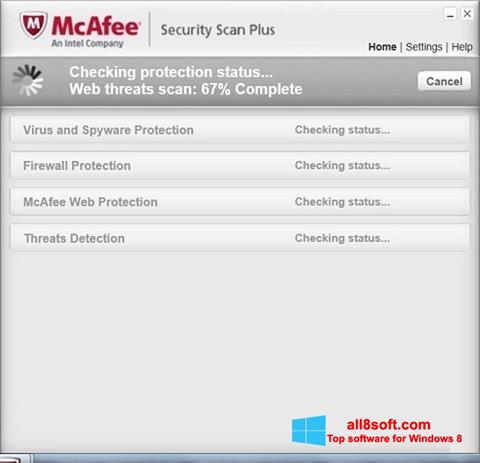 Captura de pantalla McAfee Security Scan Plus para Windows 8