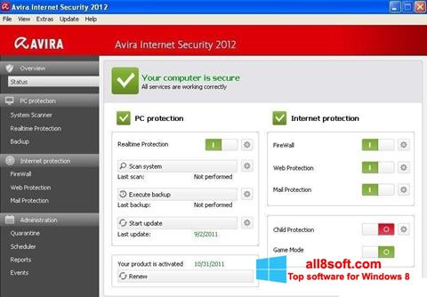 Captura de pantalla Avira Internet Security para Windows 8