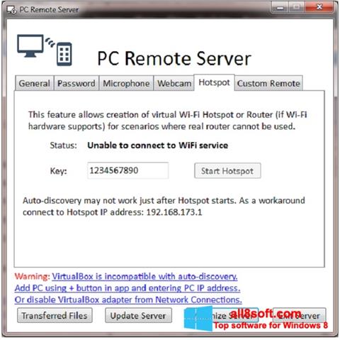 Captura de pantalla PC Remote Server para Windows 8