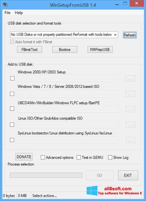 Captura de pantalla WinSetupFromUSB para Windows 8