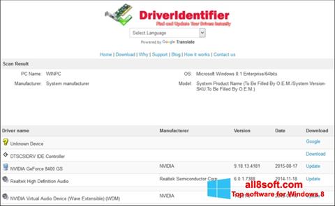 Captura de pantalla Driver Identifier para Windows 8