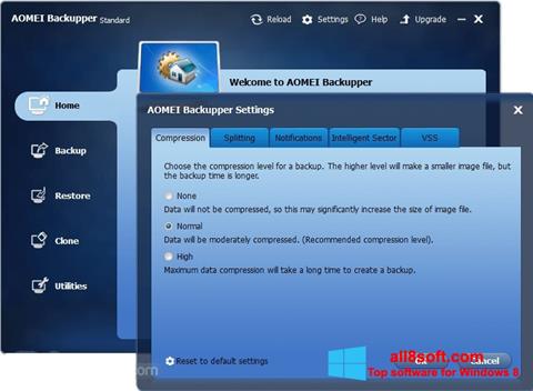 Captura de pantalla AOMEI Backupper para Windows 8