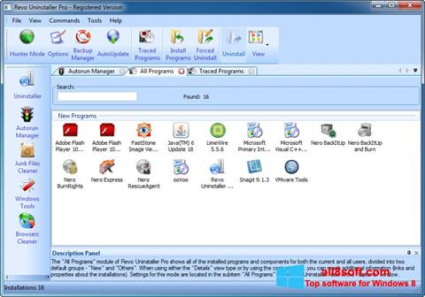 Captura de pantalla Revo Uninstaller para Windows 8