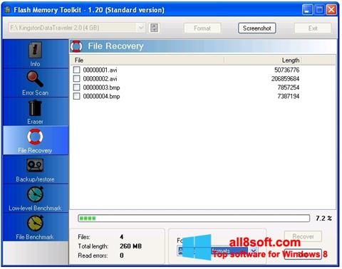 Captura de pantalla Flash Memory Toolkit para Windows 8