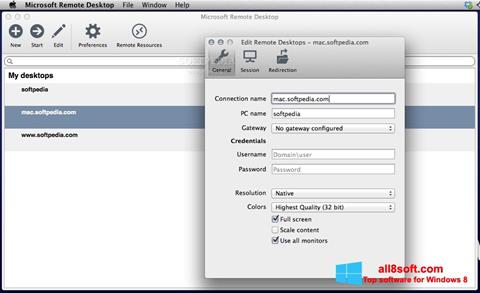 Captura de pantalla Microsoft Remote Desktop para Windows 8