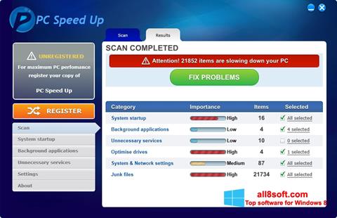 Captura de pantalla PC Speed Up para Windows 8