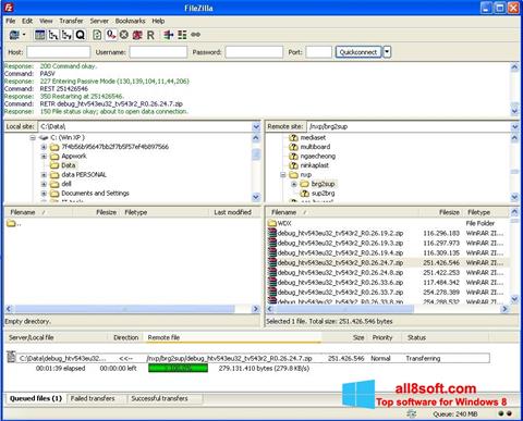 Captura de pantalla FileZilla Server para Windows 8
