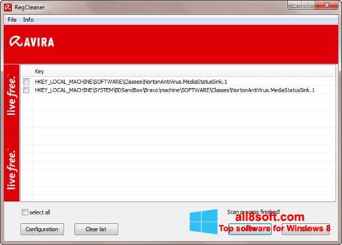 Captura de pantalla Avira Registry Cleaner para Windows 8