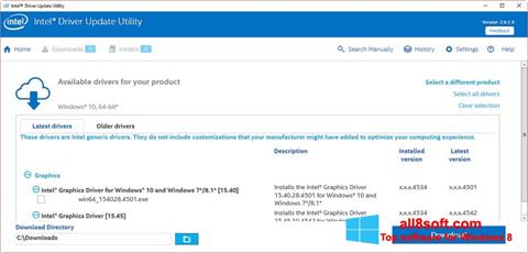 Captura de pantalla Intel Driver Update Utility para Windows 8