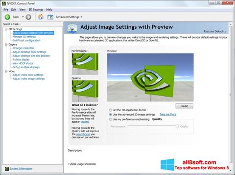 Captura de pantalla NVIDIA ForceWare para Windows 8