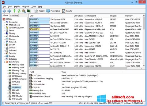 Captura de pantalla AIDA32 para Windows 8