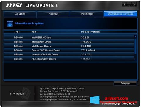 Captura de pantalla MSI Live Update para Windows 8